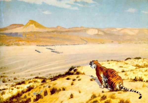 Tiger On The Watch Painting by Jean-Leon