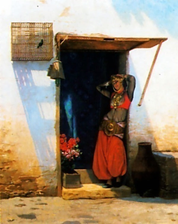 Woman from Cairo at Her Door Painting by Jean-Leon