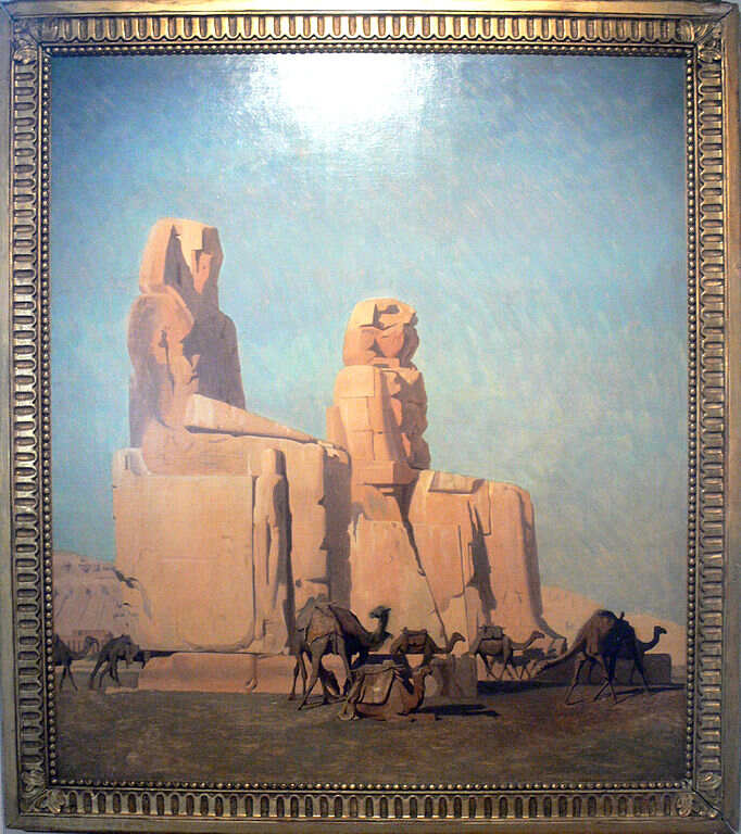 Thebes Colosseums, Memnon and Sesostris (study) Painting by Jean-Leon