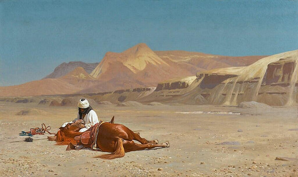 An Arab and His Horse in the Desert Painting by Jean-Leon