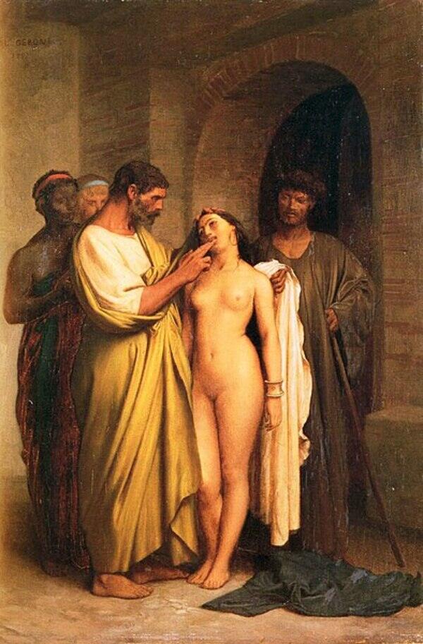 Achat D'Une Esclave (Purchase Of A Slave) Painting by Jean-Leon