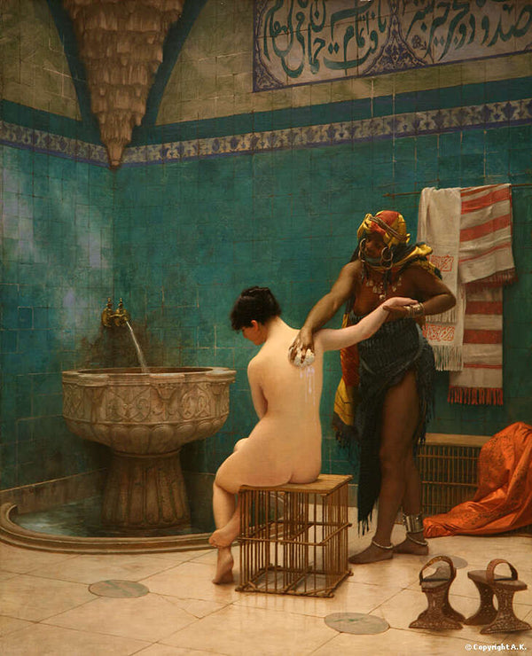 The Bath Painting by Jean-Leon