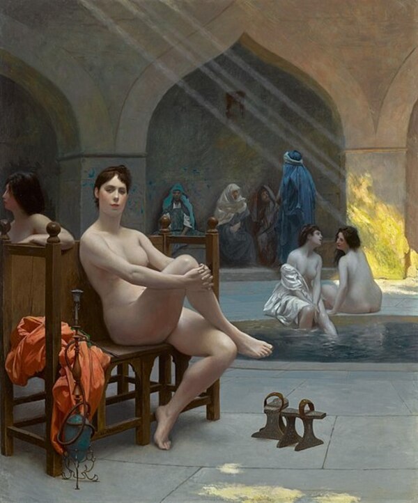 The Women's Bath Painting by Jean-Leon