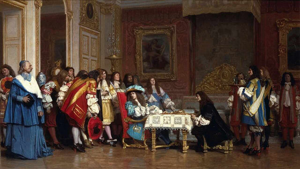 Louis XIV and Molière Painting by Jean-Leon