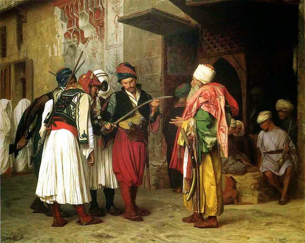 Old Clothing Merchant in Cairo Painting by Jean-Leon