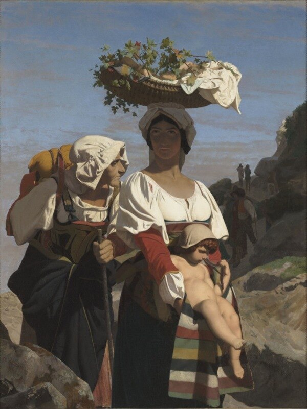 Two Italian Peasant Women and an Infant Painting by Jean-Leon
