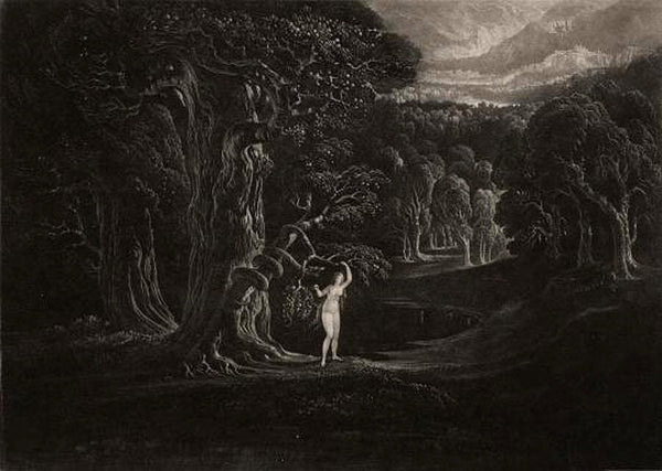 Satan Tempting Eve from Paradise Lost by John Milton 1608-74 Painting by John Martin