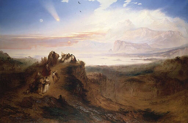 Travellers on a road above a river 1821 Painting by John Martin