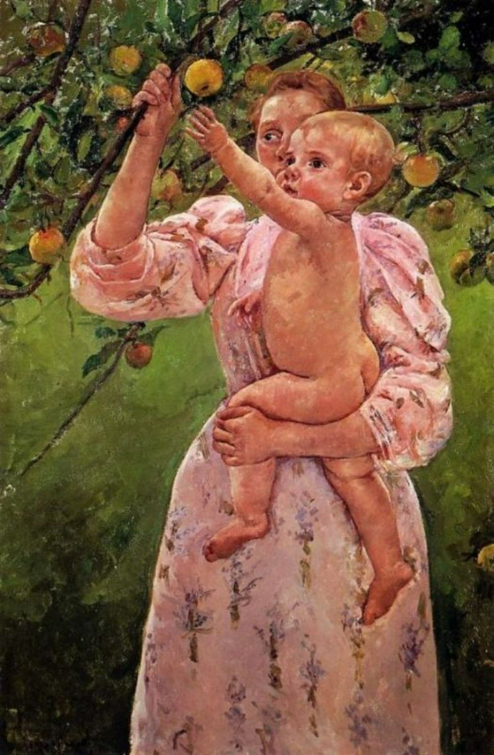 Baby Reaching For An Apple Aka Child Picking Fruit 