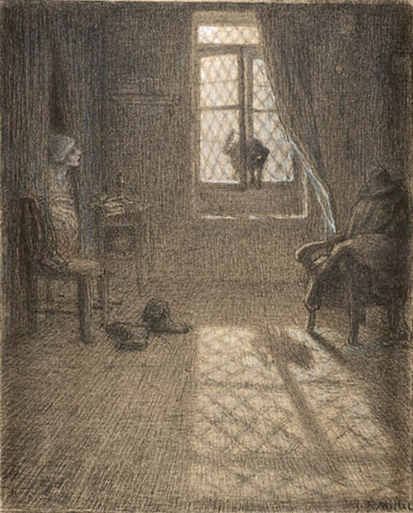 The Cat Who Became a Woman Painting by Jean-Francois Millet