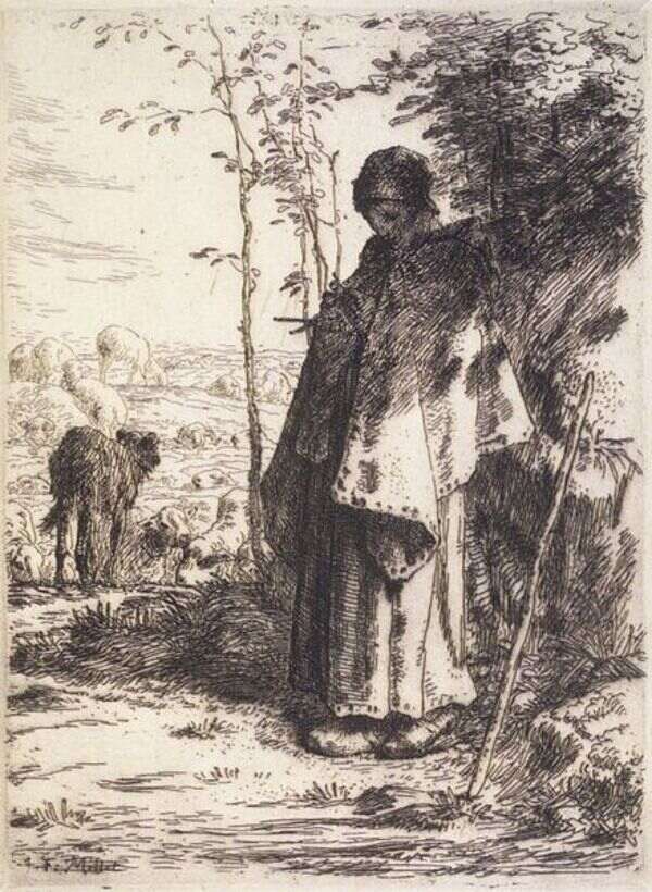 The Large Shepherdess Painting by Jean-Francois Millet