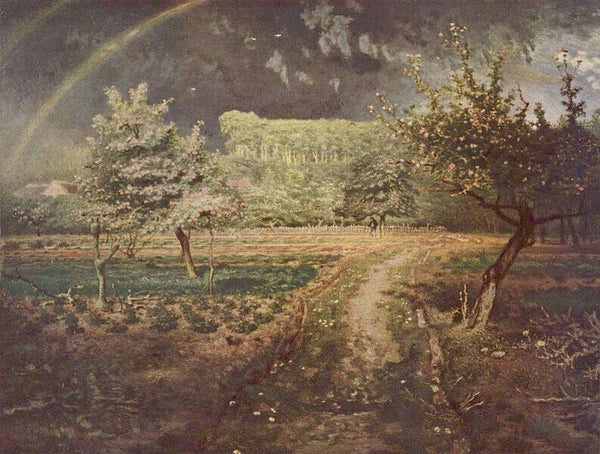 Paysage de printemps avec arc-en-ciel (Le Printemps) Painting by Jean-Francois Millet