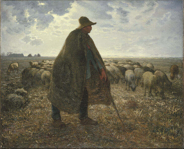 Shepherd Tending His Flock Painting by Jean-Francois Millet