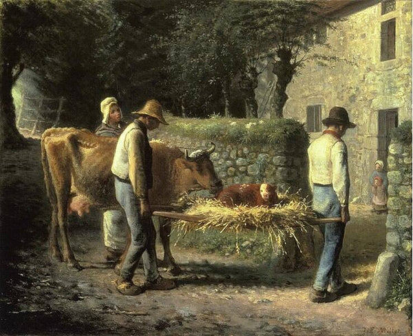 Peasants Bringing Home a Calf Born in the Fields Painting by Jean-Francois Millet