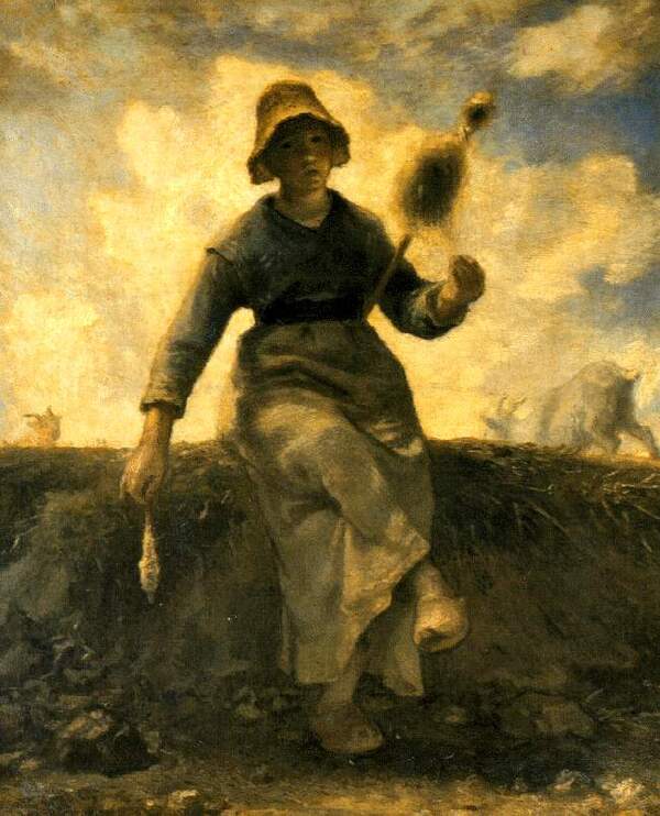 A fiadeira Painting by Jean-Francois Millet