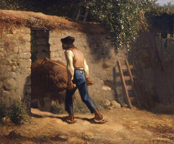 Peasant with a Wheelbarrow, 1848-5 Painting by Jean-Francois Millet
