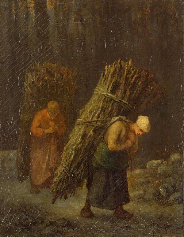 Peasant Women with Brushwood, c.1858 Painting by Jean-Francois Millet