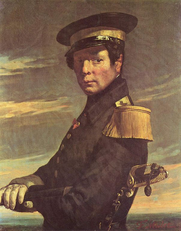 Portrait of a Marine officer Painting by Jean-Francois Millet