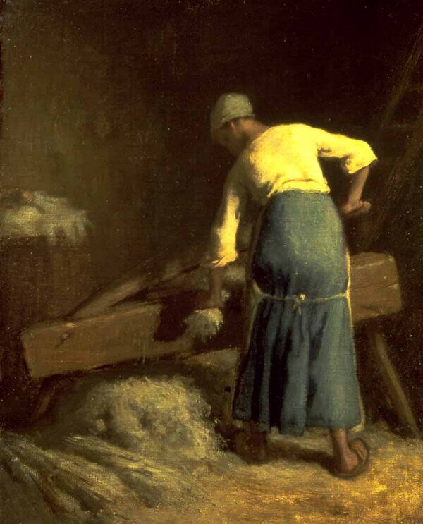Breaking Flax, c.1850-51 Painting by Jean-Francois Millet