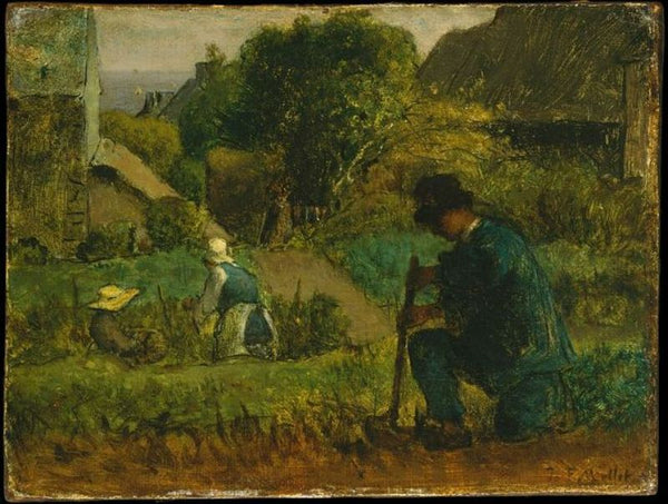 Garden Scene Painting by Jean-Francois Millet