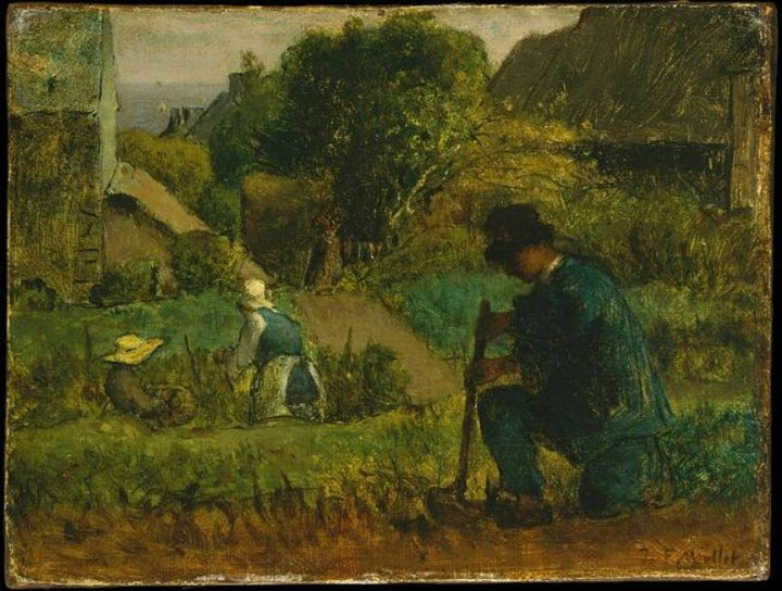 Garden Scene Painting by Jean-Francois Millet
