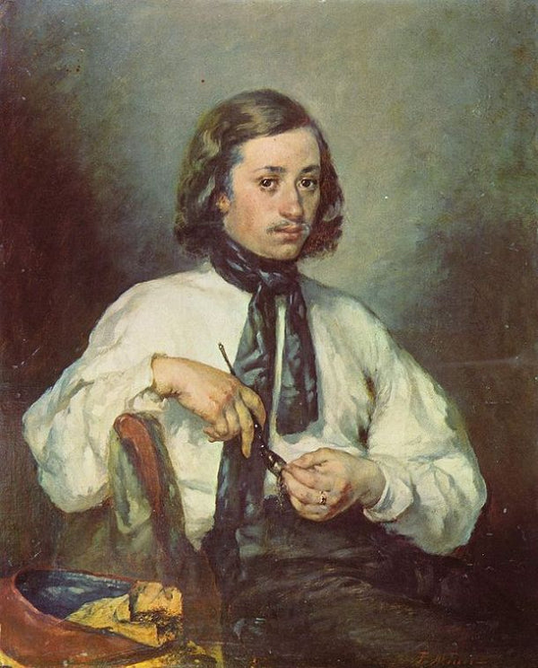 Portrait of Armand Ono, known as The Man with the Pipe, 1843 Painting by Jean-Francois Millet