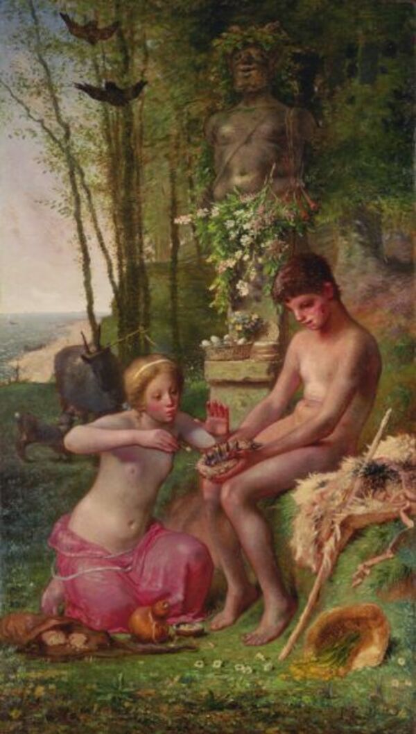 Spring (Daphnis and Chloë) Painting by Jean-Francois Millet