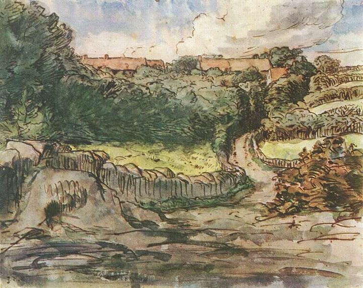 Manor farm Cousin in Greville Painting by Jean-Francois Millet