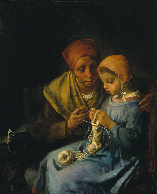 The Knitting Lesson 2 Painting by Jean-Francois Millet