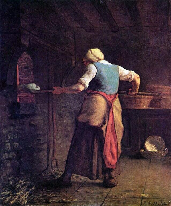 Woman baking bread Painting by Jean-Francois Millet