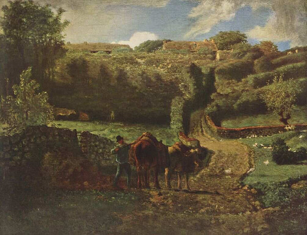Manor farm Cousin in Greville 2 Painting by Jean-Francois Millet