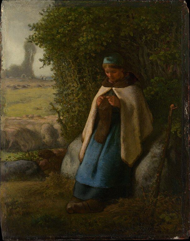 Shepherdess Seated on a Rock Painting by Jean-Francois Millet