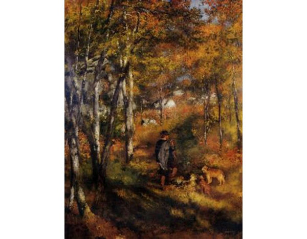 The Painter Jules Le Coeur Walking His Dogs In The Forest Of Fontainebleau Painting