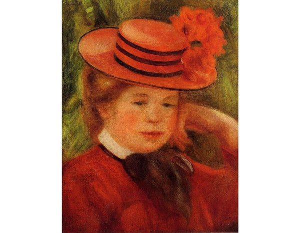 Young Girl In A Red Hat Painting by Pierre Auguste Renoir