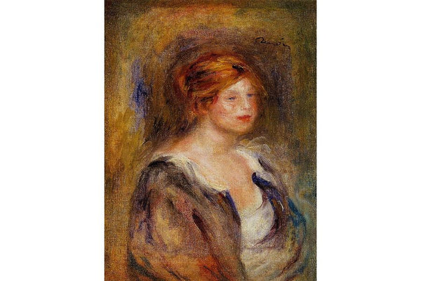 Young Girl In Blue Aka Head Of A Blond Woman Painting by Pierre Auguste Renoir