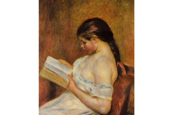 Young Girl Reading Painting by Pierre Auguste Renoir