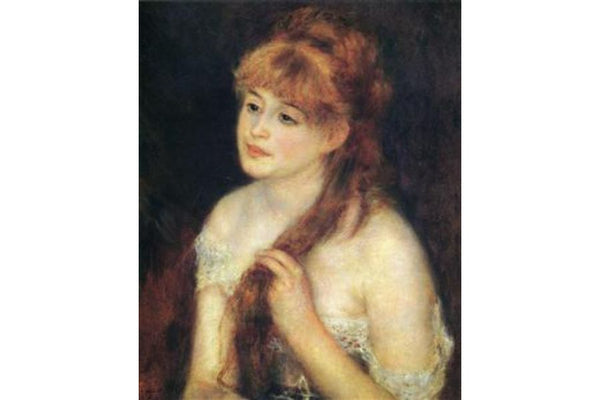 Young Woman Braiding Her Hair Painting by Pierre Auguste Renoir