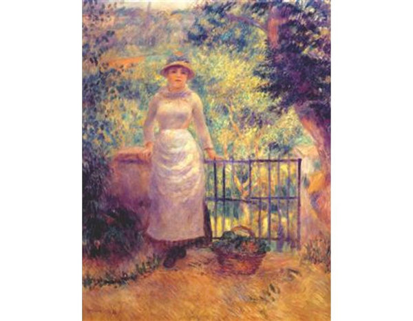 Aline at the gate (girl in the garden) Painting by Pierre Auguste Renoir