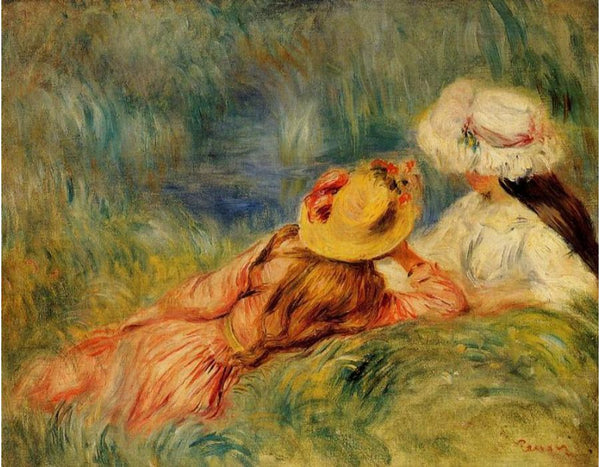 Young Girls By The Water Painting by Pierre Auguste Renoir