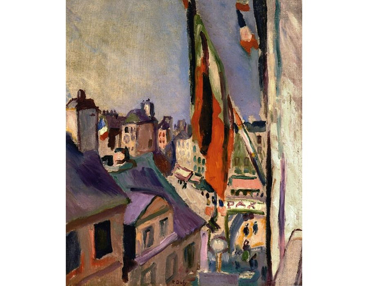 Flag Decorated Street Painting by Pierre Auguste Renoir
