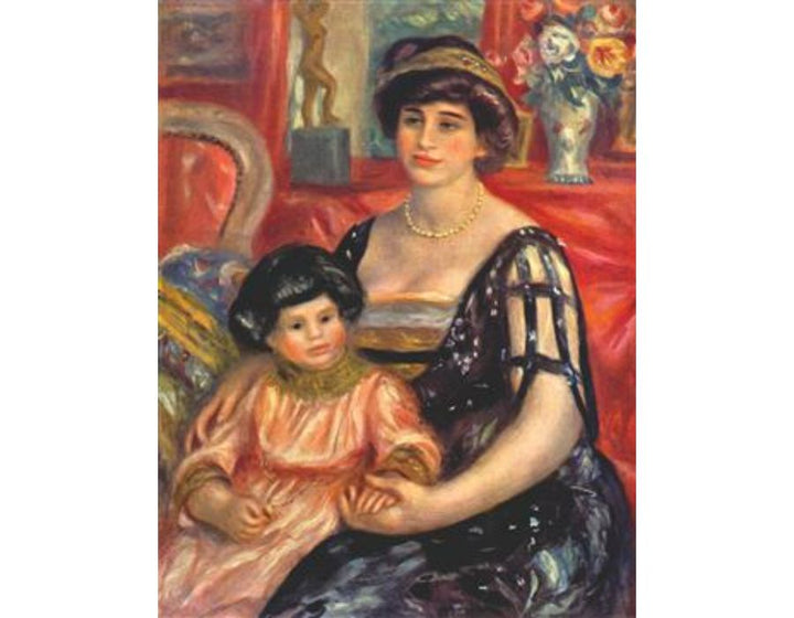 Portrait of Madame Duberville with Her Son Henri Painting by Pierre Auguste Renoir