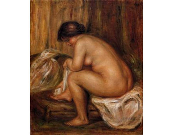 After Bathing Painting by Pierre Auguste Renoir