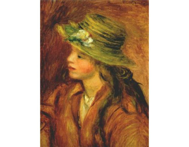 Girl with a straw hat Painting by Pierre Auguste Renoir