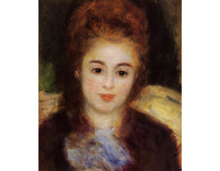 Head Of A Young Woman Wearing A Blue Scarf Aka Madame Henriot Painting by Pierre Auguste Renoir
