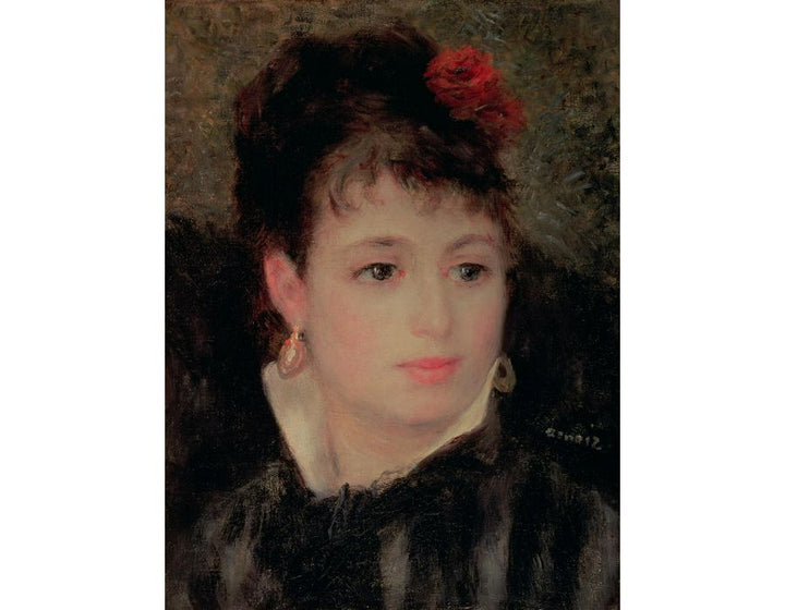 Woman with a rose in her hair Painting by Pierre Auguste Renoir