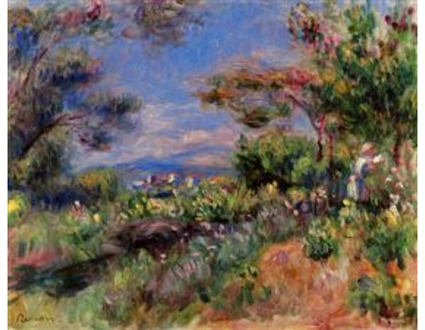 Young Woman In A Landscape Cagnes Painting by Pierre Auguste Renoir
