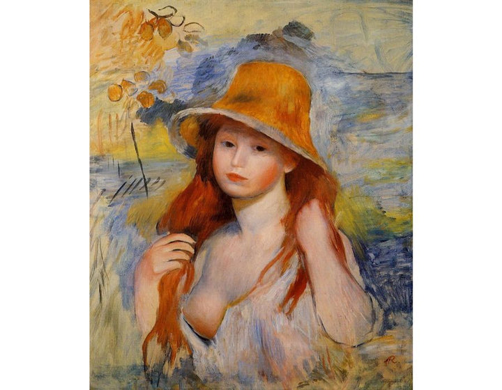 Young Woman In A Straw Hat2 Painting by Pierre Auguste Renoir