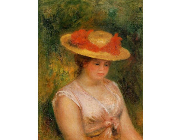 Young Woman In A Straw Hat3 Painting by Pierre Auguste Renoir