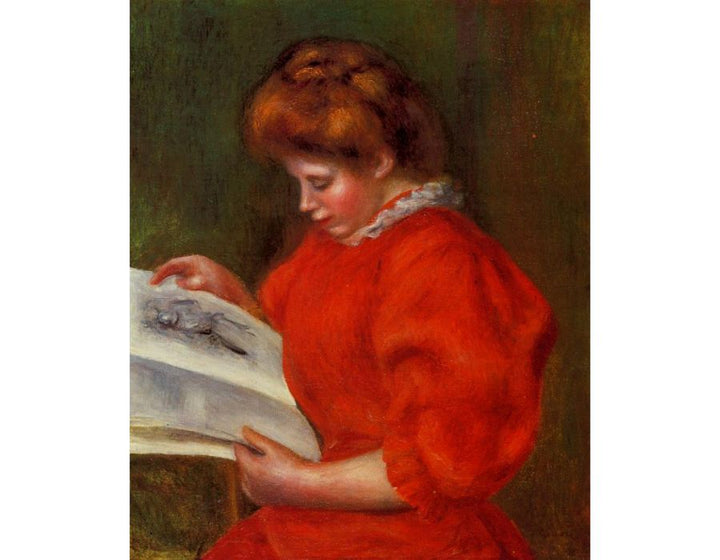 Young Woman Looking At A Print Painting