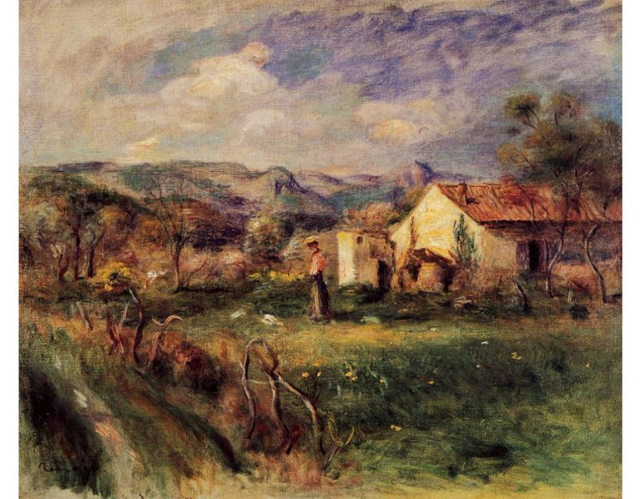 Young Woman Standing Near A Farmhouse In Milly Painting